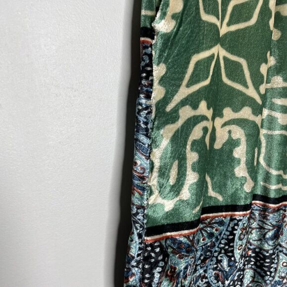 SFIZIO Pants Womens 2 Patchwork Velvet Trousers Pull-On Straight Wide Leg ITALY - Picture 12 of 13